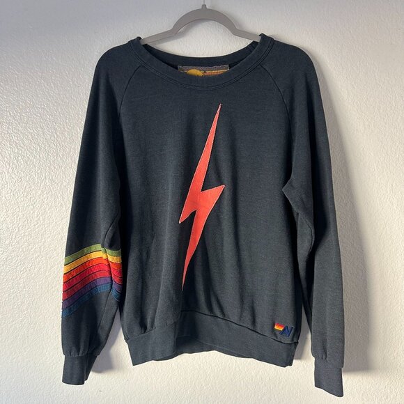 Aviator Nation Tops - Aviator Nation Pink Lightning Bolt Crew Neck Sweater M Beachy Casual Lounge
